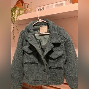 American Eagle green fluffy jacket